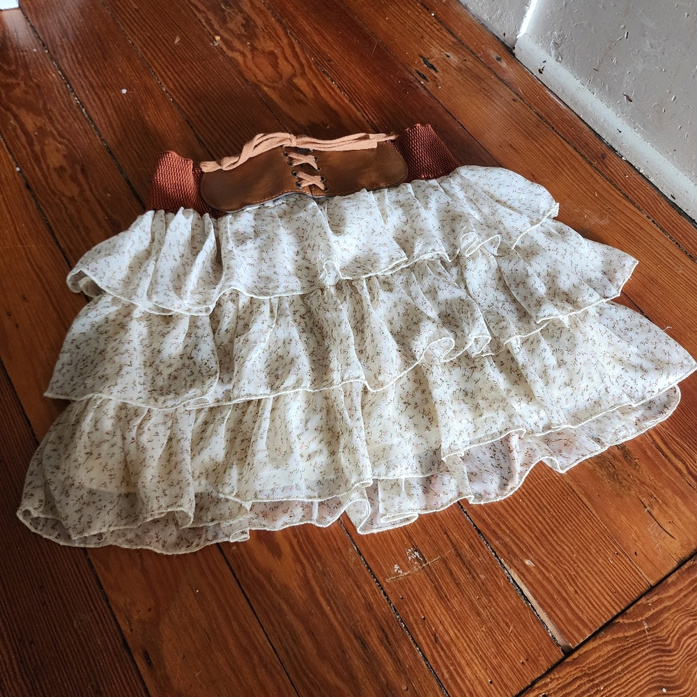 Passport Floral Ruffle Mini Skirt
